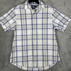 VINTAGE 90s Polo By Ralph Lauren Bradford Custom Fit Men's L‎ Shirt Plaid Easter